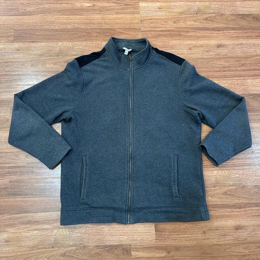 Calvin Klein Full Zip Long-Sleeve Gray Black Jacket Shirt | Men Size Large